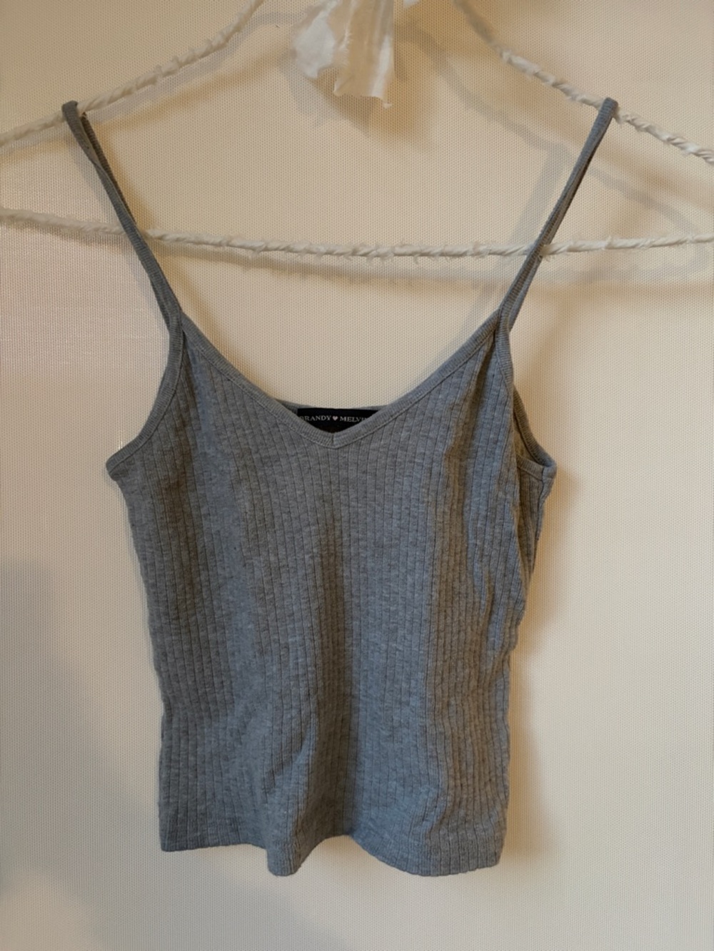 Brandy Melville Gray Ribbed V-Neck Camisole